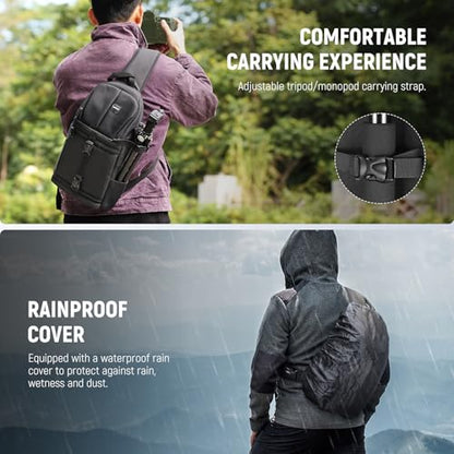 Neewer Professional Camera Case Sling Backpack for Nikon Canon Sony and Other DSLR Cameras and Lens,Tripod,Other Accessories,Durable Waterproof and Tear Proof Bag with Padded Dividers(Orange Interior) - style: Nw-xjb02s