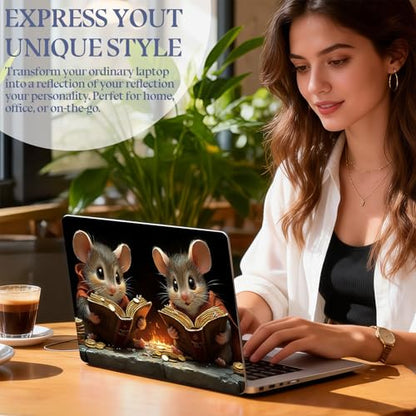 Universal Laptop Skin Sticker Decal,15.6 Inch Laptop Vinyl Cover for 13" 14" 15.6" Laptop,Scratch-Resistant Waterproof Protector Wrap,Reusable with Wrist Pads,Scholar Mice Book Coins - color: Scholar Mice Book Coins