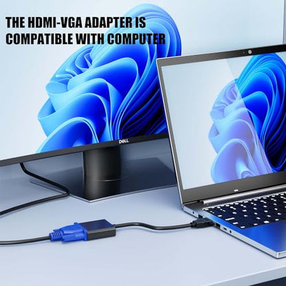 PANPEO HDMI to VGA, Gold-Plated HDMI to VGA Adapter (Male to Female) Contain 3.5mm Audio Port and Power Supply Port Computer, Desktop,Laptop,PC,Monitor,Projector,HDTV,Roku,Xbox,Support 4K 1080P