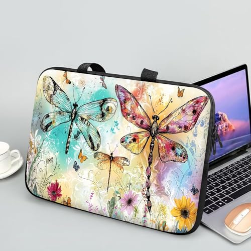 14 15 15.4 15.6 inch Laptop Handle Bag Computer Bag, Pouch Holder Notebook Sleeve Cover Soft Case Compatible for Dell,Lenovo,Toshiba HP, Asus Notebook-Art Dragonfly - color: Art Dragonfly