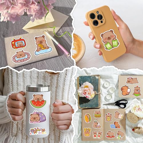 200pcs Cute Capybara Stickers Bluk.Waterproof Vinyl Stickers Pack for Water Bottle Laptop Skateboard Scrapbooking.Animal Decals Stickers Party Favors for Kids Girls Adults Teens - color: Capybara Stickers