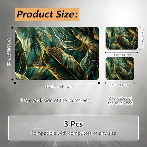 Laptop Skin Sticker for 12.1”-15.6“ Laptops (Fits 13”, 13.3”, 14”, 15”, 15.4”) | Protective Universal Reusable Vinyl Art Decal Cover | Waterproof & Scratch-Resistant-Gold Green Tropical Leaf - color: Gold Green Tropical Leaf