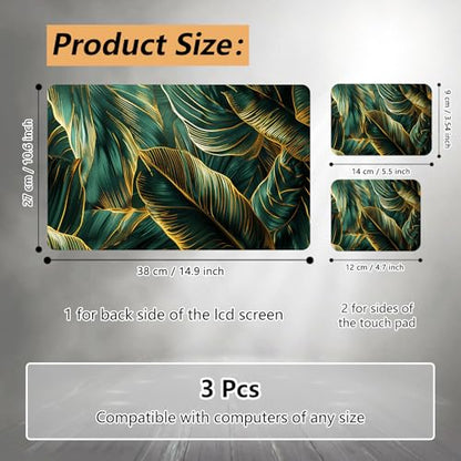 Laptop Skin Sticker for 12.1”-15.6“ Laptops (Fits 13”, 13.3”, 14”, 15”, 15.4”) | Protective Universal Reusable Vinyl Art Decal Cover | Waterproof & Scratch-Resistant-Gold Green Tropical Leaf - color: Gold Green Tropical Leaf