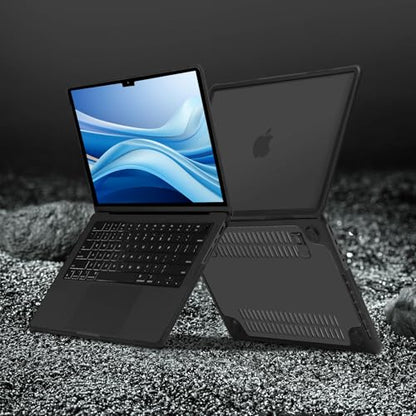 MOSISO Compatible with MacBook Pro 14 inch Case M5 M4 M3 M2 M1 2026-2021 | 4 in 1 Kit Shock-Absorbing Shell with Fold Kickstand, A3427 A3426 A3434 A3112 A3185 A3401 A2918 A2992 A2779 A2442, Black - color: Black