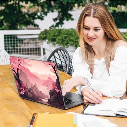 Laptop Skin Sticker Decal, Universal Reusable Vinyl Laptop Cover for 12" 13" 13.3" 14" 15" 15.4" 15.6" Notebook PC, Reusable Waterproof Scratch-Resistant with 2 Wrist Pads,Art Oriental Cherry - color: Art Oriental Cherry