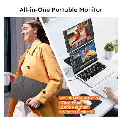15.6" Portable Monitor, FHD 1080P IPS Travel Monitor for Laptop, Magnetic Foldable Stand & Protective Case Included, USB-C & Mini HDMI Screen Extender for Laptop Mac PC Phone Xbox PS4/5 Switch - style: 15.6 STAND BAG