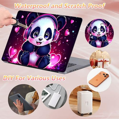 Laptop Skin Sticker Decal 12" 13" 13.3" 14" 15" 15.6",Waterproof Scratch Resistant Vinyl,Reusable Easy to Apply,for MacBook HP Dell Notebooks Netbooks Laptop,2 Wrist Pads,Cute Pink Panda - color: Cute Pink Panda