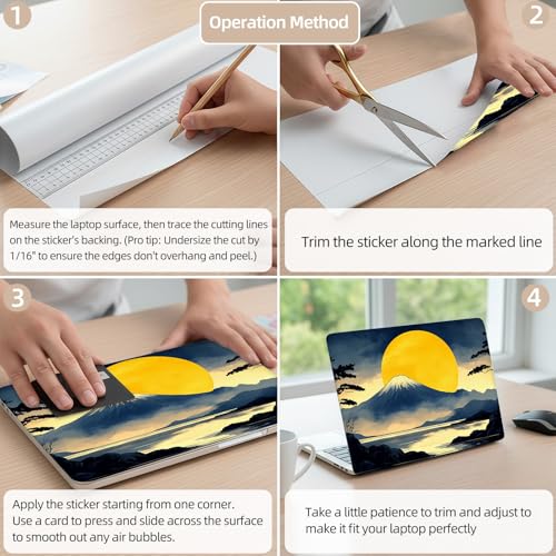 Aesthetic Laptop Skin Cover,12-15.6 Inch Universal Vinyl Sticker Decal,Waterproof Scratch-Resistant Notebook Wrap,Removable Residue-Free Protector,Moonlit Mountain Lake - color: Moonlit Mountain Lake
