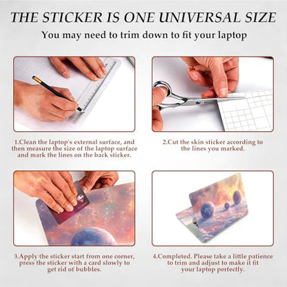 12.1-15.6 Inch Universal Reusable Laptop Skin Sticker Decal, Waterproof Removable Protector for Notebook Cover, Scratch-Resistant Vinyl Cuttable Full Wrap Sticker, Pink Purple Dreamy Planet Cloud - color: Pink Purple Dreamy Planet Cloud