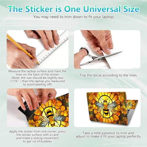 Laptop Skin Sticker Decal 12"-15.6" Universal Laptop/Notebook/Netbook Vinyl - Waterproof Scratch Resistant,Fits HP Dell Lenovo MacBook,2 Free Wrist Pads,Easy Apply & Remove,Cute Bee - color: Cute Bee