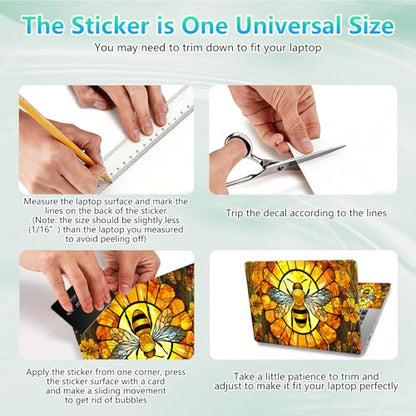 Laptop Skin Sticker Decal 12"-15.6" Universal Laptop/Notebook/Netbook Vinyl - Waterproof Scratch Resistant,Fits HP Dell Lenovo MacBook,2 Free Wrist Pads,Easy Apply & Remove,Cute Bee - color: Cute Bee