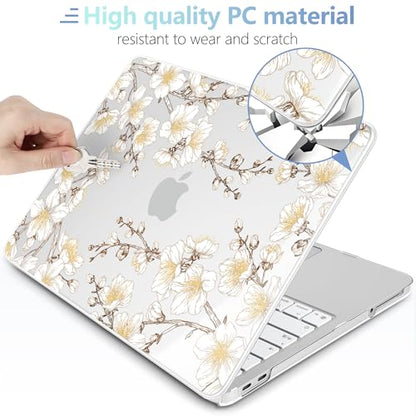 MEEgoodo 4-in-1 Printed Case for MacBook Neo 13 inch 2026 Release Model A3404, Laptop Hard Shell Cases with Keyboard Skin & Screen Protector & Webcam Covers, Cherry Branches - color: Cherry Branches