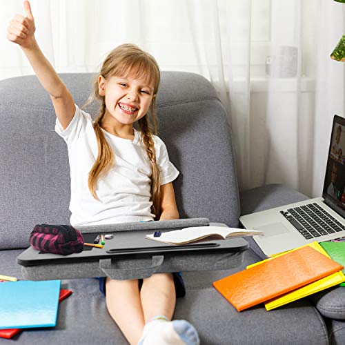Duronic Laptop Tray with Cushion DML433 | Ergonomic Lap Desk for Bed, Sofa, Car | Built-in Mouse Pad, Wrist Pad and Tablet Holder | Black/Grey | Portable Design with Carry Handle| for Home/Office