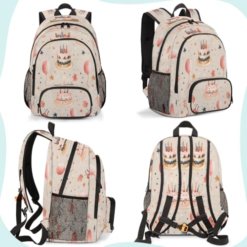 Happy Birthday Laptop Backpack for Women Men, 18.3 Inch Travel Work Backpacks, Cute Cake Waterproof Computer Casual Daypack Nurse Teacher Bags - color: Multicolor 18