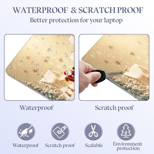 Universal Laptop Skin Sticker Decal,15.6 Inch Laptop Vinyl Cover for 13" 14" 15.6" Laptop,Scratch-Resistant Waterproof Protector Wrap,Reusable with Wrist Pads,Magical Christmas Santa Scene - color: Magical Christmas Santa Scene