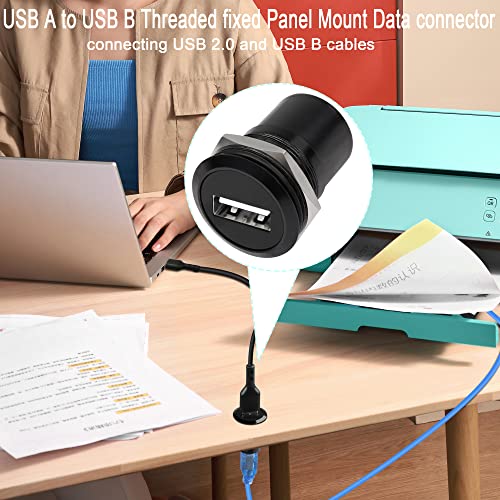 QIANRENON USB2.0 to USB B Threaded Fixed Printer Adapter USB2.0 Female to USB Type B Female Panel Mount Round Connector for PC Printer Scanner Laptop