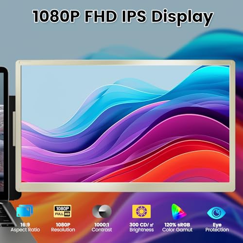 KEFEYA Laptop Screen Extender, 15.6" Portable Monitor for Laptop with 120% sRGB, FHD IPS & USB to HDMI Hub & 235° Rotation, Triple Monitor Extender Plug & Play Fits for All Laptops (Mac/Win/Android) - size: Triple-15.6"