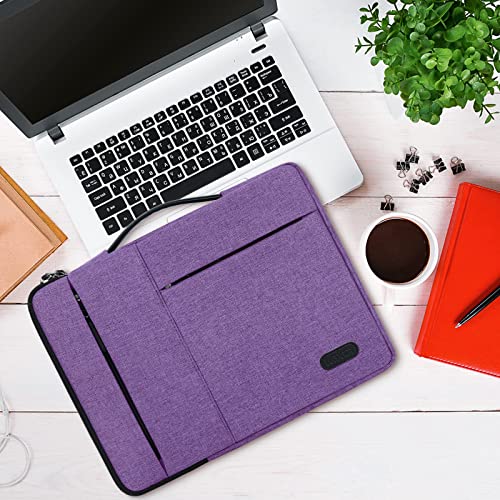 Laptop Sleeve Case 13.3-14 Inch Waterproof Durable 360 Protective Carrying Case Portable Handle Business Briefcase Compatible with MacBook Air/Pro HP ThinkPad Notebook Purple