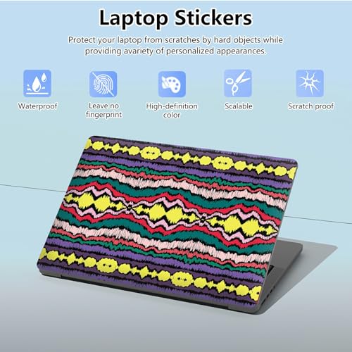 Universal Laptop Skin Sticker with 2 Wrist Pad Skins, Waterproof Scratch Resistant Vinyl Laptop Cover Decal, Cut to Fit for 11–15.6 Inch MacBook HP Dell Lenovo, Geometric Folk Qrnament - color: Geometric Folk Qrnament