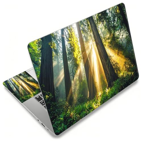 Laptop Skin Sticker Decal, Universal Reusable Vinyl Laptop Cover for 12" 13" 13.3" 14" 15" 15.4" 15.6" Notebook PC, Reusable Waterproof Scratch-Resistant with 2 Wrist Pads,Forest Tree Sunshine - color: Forest Tree Sunshine