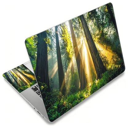 Laptop Skin Sticker Decal, Universal Reusable Vinyl Laptop Cover for 12" 13" 13.3" 14" 15" 15.4" 15.6" Notebook PC, Reusable Waterproof Scratch-Resistant with 2 Wrist Pads,Forest Tree Sunshine - color: Forest Tree Sunshine