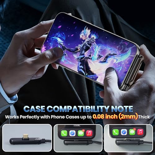 240W Sideways Phone Charger with Invisible Holder, Right Angle USB C to USB C Cable, Flat Chubby Cable with Stand, Fast Flat Phone Charger for iPhone 15, Galaxy S24, Laptop, Switch