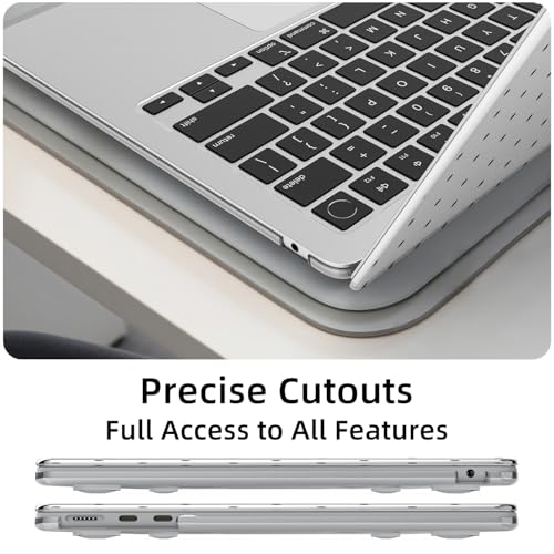 for MacBook Air 13.6 Inch Case M5/M4/M3/M2 2026-2022 Release A3449 A3240 A3113 A2681 Cute Polka Dot Aesthetic Design Crystal Clear Girly Case Laptop Protective Hard Shell Cover - color: Polka Dot