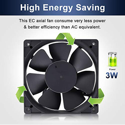 Wathai EC 120mm x 25mm AC Axial Small Exhaust Fan 110V 120V Dual Ball | 4 Inch ventilation Fan 110V - 240V Axial 1225 120v AC 120mm x 25mm Low Speed for DIY Cooling Ventilation Exhaust Projects - style: 120x25mm
