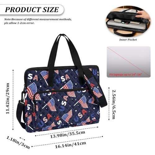 Laptop Sleeve, Laptop Cover with Adjustable Strap Computer Bag Tablet Notebook Sleeves Handbag Messenger Briefcase - color: American Flag