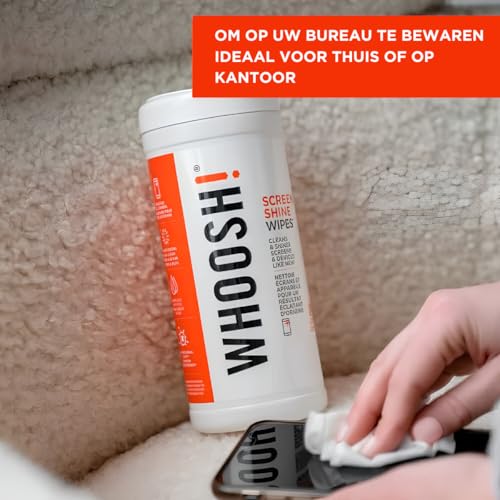 Whoosh Screen Shine Electronic Cleaning Wipes, 100 Count | Lint Free, Non Abrasive, Streak Free Finish, Non Toxic and Odorless, Reusable Cloth Included - size: 1 Count (Pack of 100)