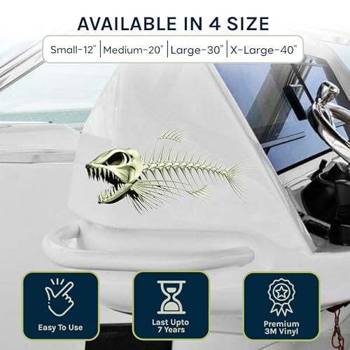 Skeleton Beautiful Fish Decal | Fishing Decal for Boat, Car, Vehicle, Truck Etc. | Waterproof Vinyl Sticker | Many Sizes & Styles Available | 12" to 40" by Digital Fish Art (X-Large, Position 1) - color: Position 1, size: X-Large