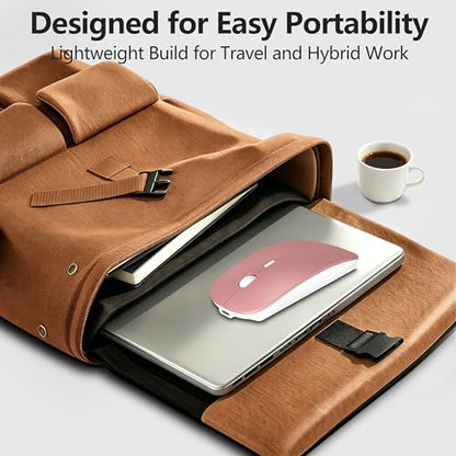 Silent Bluetooth Wireless Mouse with Jiggler, Rechargeable Portable Mouse for MacBook, iPad, Laptop & PC, Dual Mode BT5.2 and 2.4G, USB-C/USB-A Receiver, Adjustable DPI Compact Travel Mouse -Rose Gold - color: Rose Gold