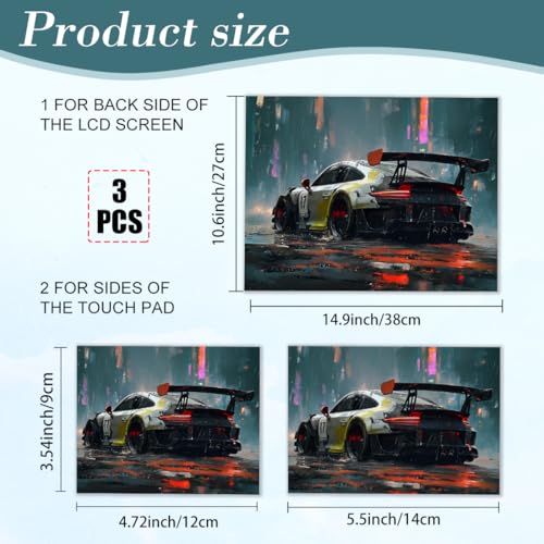 PLIGREAT 15 Inches Laptop Decal Sticker Skin Cover, Racing Pattern Laptop Sticker Decals Fits 12" to 15" Laptops Universal Waterproof Removable, Grey White - color: Grey White