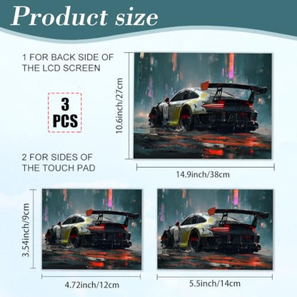 PLIGREAT 15 Inches Laptop Decal Sticker Skin Cover, Racing Pattern Laptop Sticker Decals Fits 12" to 15" Laptops Universal Waterproof Removable, Grey White - color: Grey White