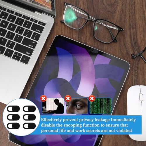 150 Pcs Webcam Cover Slide, 0.023 Inch Ultra-Thin Universal Laptop Phone Camera Cover for Laptop, Computer, Phone Privacy Protection and Security Black
