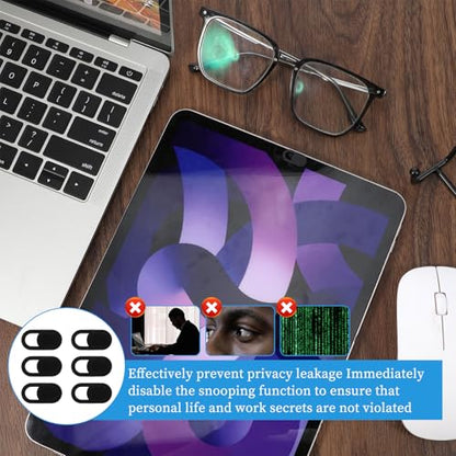 150 Pcs Webcam Cover Slide, 0.023 Inch Ultra-Thin Universal Laptop Phone Camera Cover for Laptop, Computer, Phone Privacy Protection and Security Black