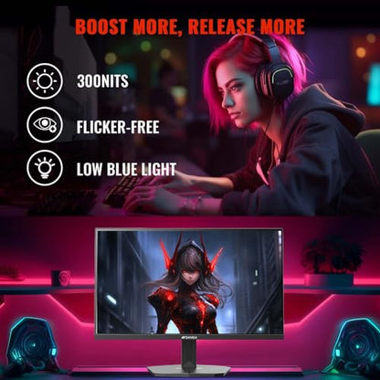 SANSUI 24 Inch Gaming Monitor 200Hz 1Ms FreeSync HDR 110% sRGB FHD 1080P Computer Monitor HDMI DP Ports Eye Care Frameless VESA Mount Cable Management (ES-G24F4L HDMI Cable Included) - size: 23.81