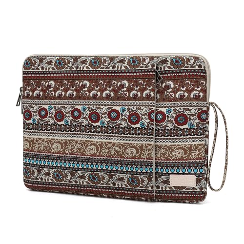 Laptop Sleeve 13.3 inch14 Inch, 15.6inchWater Resistant Traveling Computer Cover with Handle, Shockproof Protective Carrying Laptop Case (Y8-Khaki Bohemia, 14 inch) - color: Y8-Khaki Bohemia, size: 14 inch