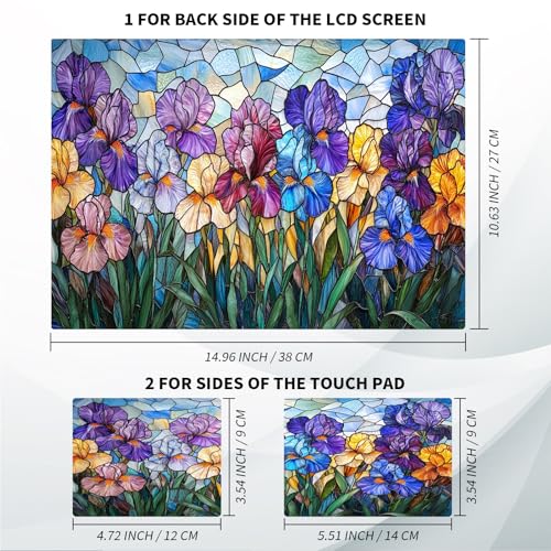 Universal Laptop Skin, DIY Cut-to-Fit Vinyl Cover Compatible with HP, Dell, Lenovo, Mac (13.3" to 15.6"), Anti-Scratch, No Residue & Bubble-Free Protective Decal Sticker, Stained Glass Iris - color: Stained Glass Iris