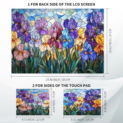 Universal Laptop Skin, DIY Cut-to-Fit Vinyl Cover Compatible with HP, Dell, Lenovo, Mac (13.3" to 15.6"), Anti-Scratch, No Residue & Bubble-Free Protective Decal Sticker, Stained Glass Iris - color: Stained Glass Iris