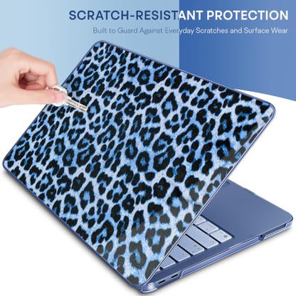 May Chen Compatible with MacBook Neo 13 inch Case 2026 Model A3404, Plastic Hard Shell,Keyboard Cover,Screen Protector,Dust Plug, for MacBook Neo 13" with A18 Pro Chip, Deep Blue Leopard - color: Deep blue Leopard