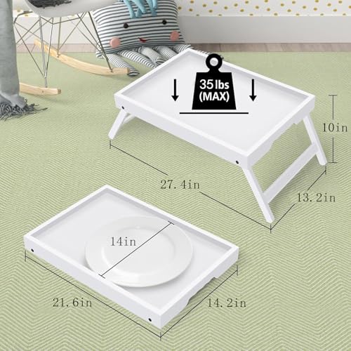 Artmeer FSC 100% Bamboo Bed Tray with Folding Legs, X-Large, White | X-large FSC 100% bamboo bed tray with folding legs, handles and extra legroom for meals, laptops and reading. - color: White, size: X-Large