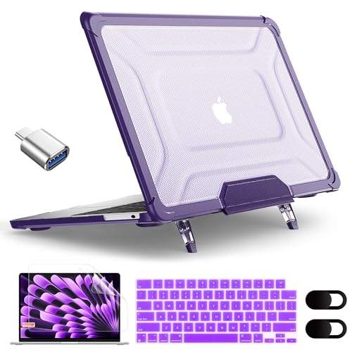 MEEgoodo Case for MacBook Air 15 inch 2026 2025 2024 2023, Case Fit Model (A3448/A3241/A3114/A2941) with M5/M4/M3/M2 Chip, Laptop Hard Shell with Heavy Duty Rugged Shockproof, Purple XK - color: Purple XK