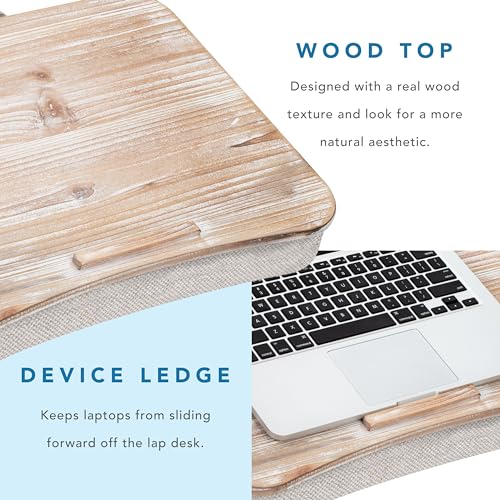LAPGEAR Heritage Lap Desk - White Wash, Fits 17.3” Laptops