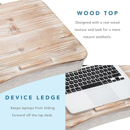 LAPGEAR Heritage Lap Desk - White Wash, Fits 17.3” Laptops
