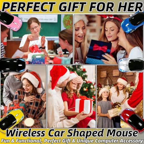 Yellow Wireless Mouse，Mini Car Computer Mouse，1600DPI 2.4G with USB Receiver, Ergonomic Cute Computer Mice for Laptop, PC, Windows, Mac OS (Yellow) - color: Yellow