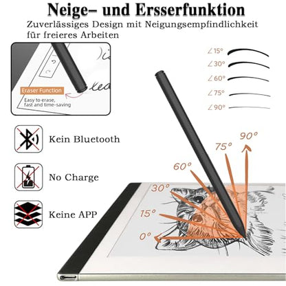 EMR Stylus with Eraser,Remarkable 2 Pen with Pencil Clip and 5 Tips 4096 Pressure Sensitivity & Palm Rejection & Tilt Remarkable Pencil for Kindle Scribe/Galaxy Tab & Book/Remarkable 1&2/Boox