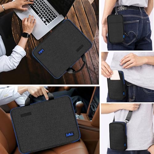 Laptop Case 15.6 Inch Briefcase Military-Grade Protection with Detachable Belt Bag, Compatible All Model of 15-16 Inch MacBook Pro and Most Popular 15.6 Inch Notebooks Chromebooks (Black Blue) - color: Black Blue