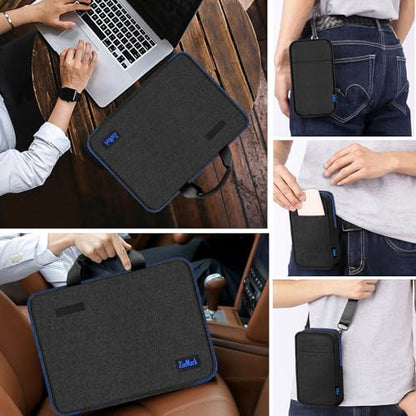 Laptop Case 15.6 Inch Briefcase Military-Grade Protection with Detachable Belt Bag, Compatible All Model of 15-16 Inch MacBook Pro and Most Popular 15.6 Inch Notebooks Chromebooks (Black Blue) - color: Black Blue