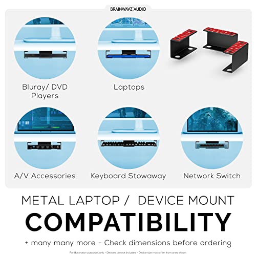 Under Desk Laptop Holder Mount For Desk, Adhesive & Screw In, Devices upto 1.5" Thick like Macbooks, Surface, Keyboard, Routers, Modems, Cable Box, Network Switch & More (Metal Black) By Brainwavz - color: Metal 1.5" Device Mount